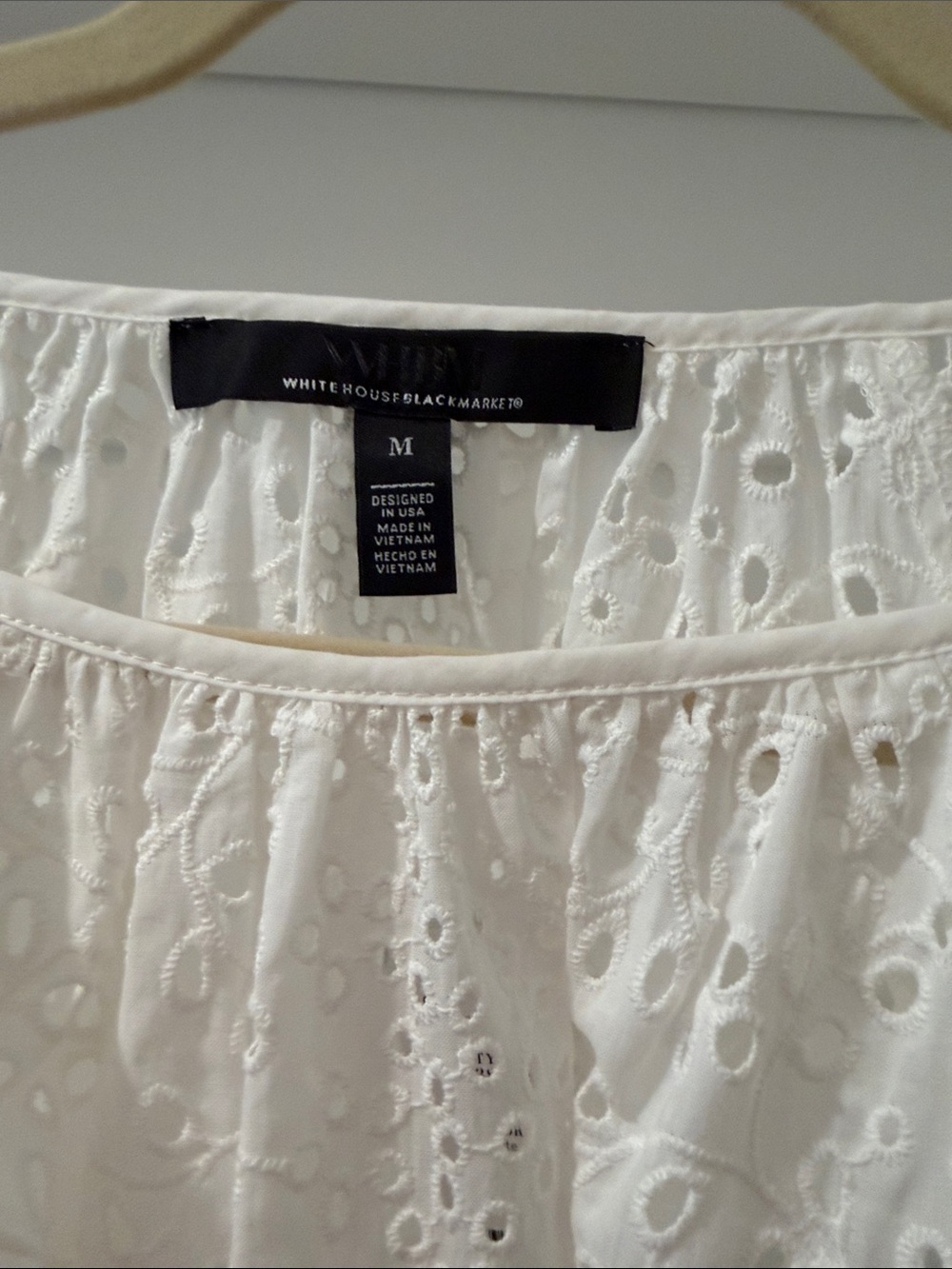 White House Black Market White Eyelet Boho Blouse(bw) - Picture 2 of 7